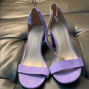 Purple square heels with ankle strap